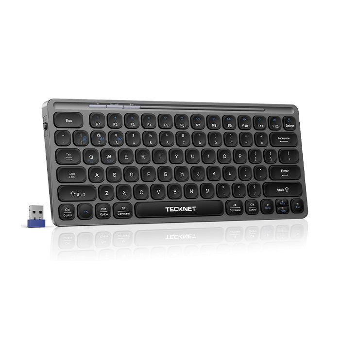 TECKNET Wireless Bluetooth Keyboard, Slim Rechargeable Keyboard (2.4G+BT 5.0)