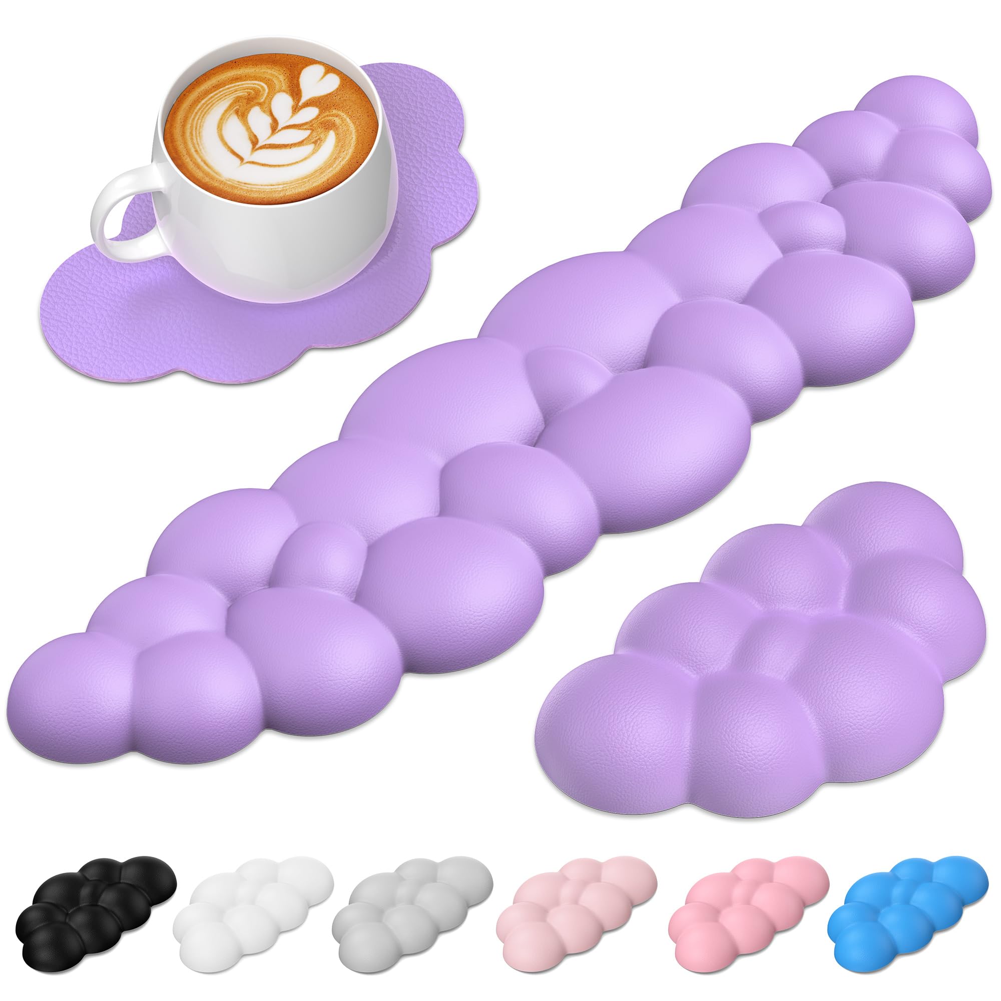 TECKNET Cloud Keyboard Wrist Rest Set, Cloud Wrist Rest with Non-Slip Base