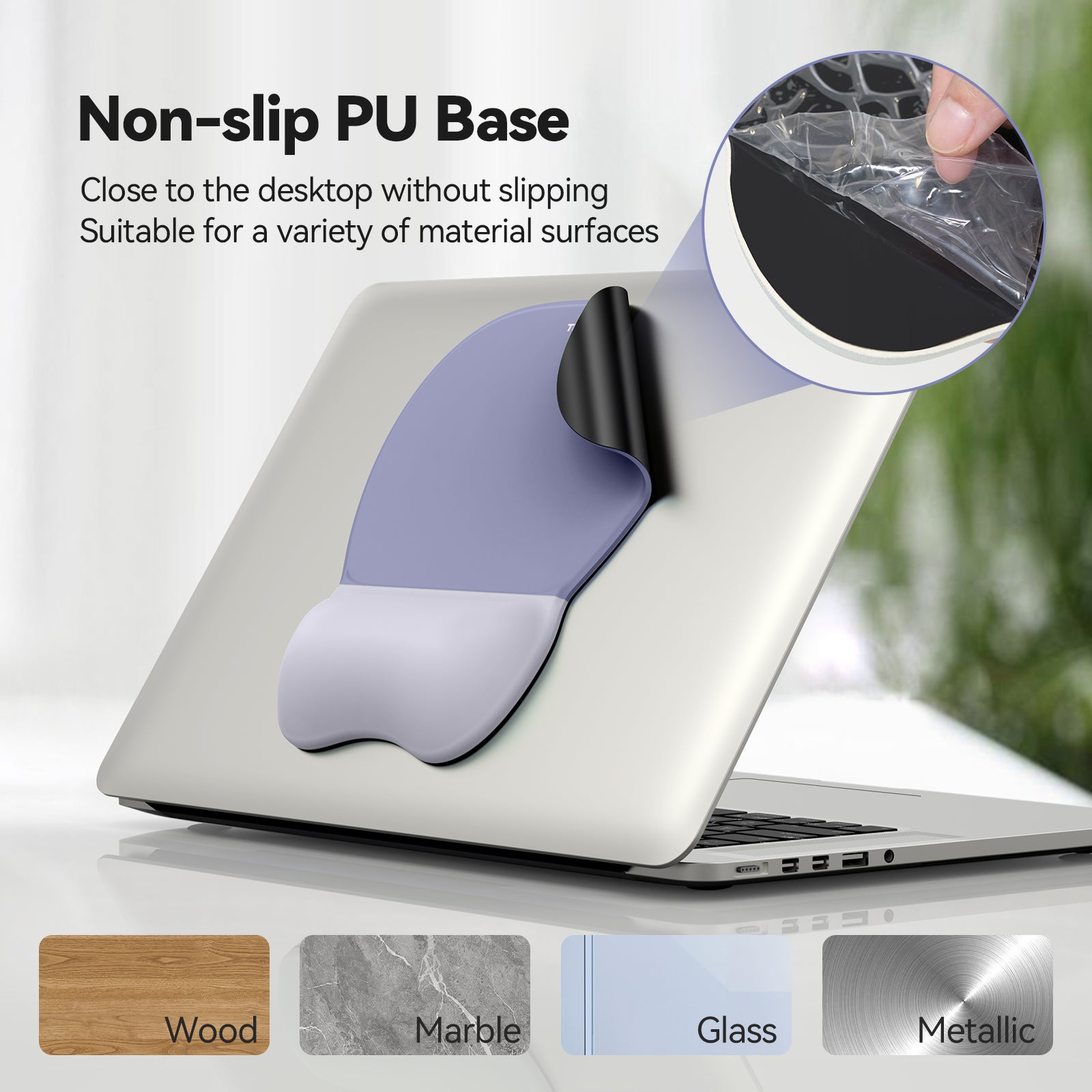 TECKNET BASICS Gel Mouse Pad with Wrist Rest, 3 in 1 Keyboard Wrist Rest for Pain Relief, Non-Slip PU Base, Ergonomic Set for Office & Home，Purple