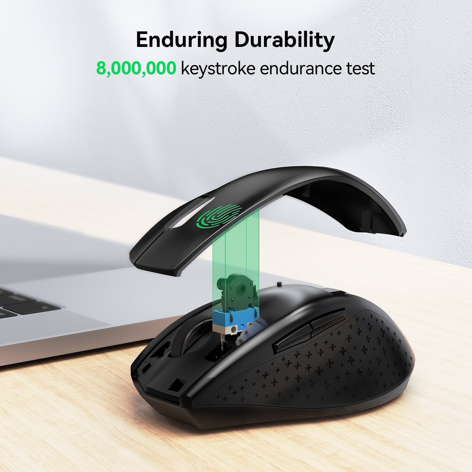 TECKNET Wireless Mouse, 2.4G USB Computer Mouse with 6-Level Adjustable 4800 DPI, Silent Quiet Click，30 Months Battery, Ergonomic Grips, 6 Buttons Portable for PC, Chromebook, Mac - Black