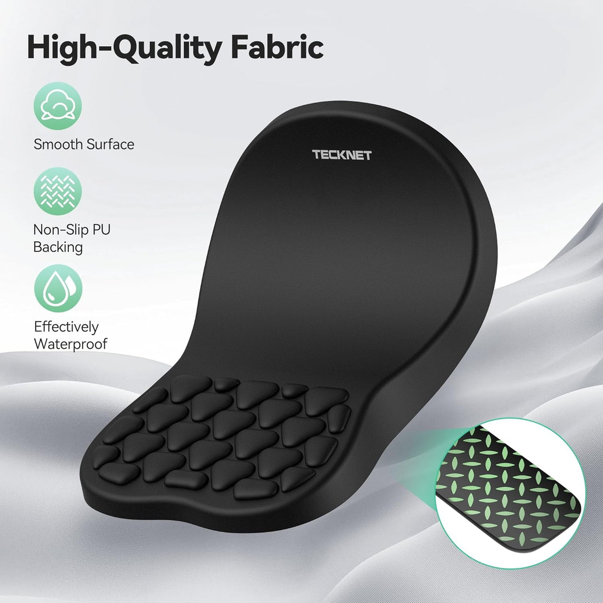 TECKNET BASICS Ergonomic Mouse Pad with Wrist Rest, Keyboard Pad & Wrist Support, Massage Design Relieves Carpal Tunnel, for Computer & Laptop, Black