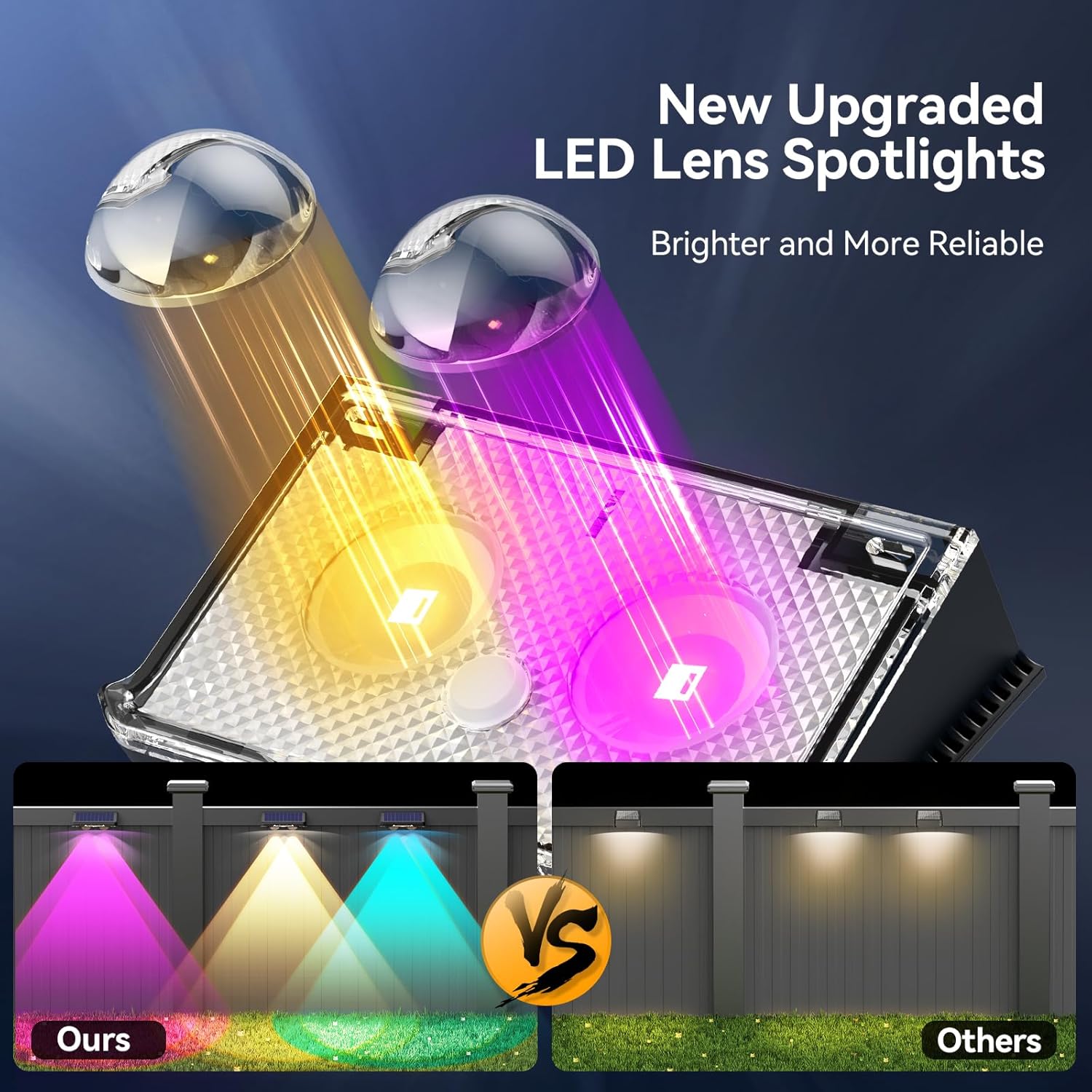 TECKNET Solar Fence Lights Outdoor