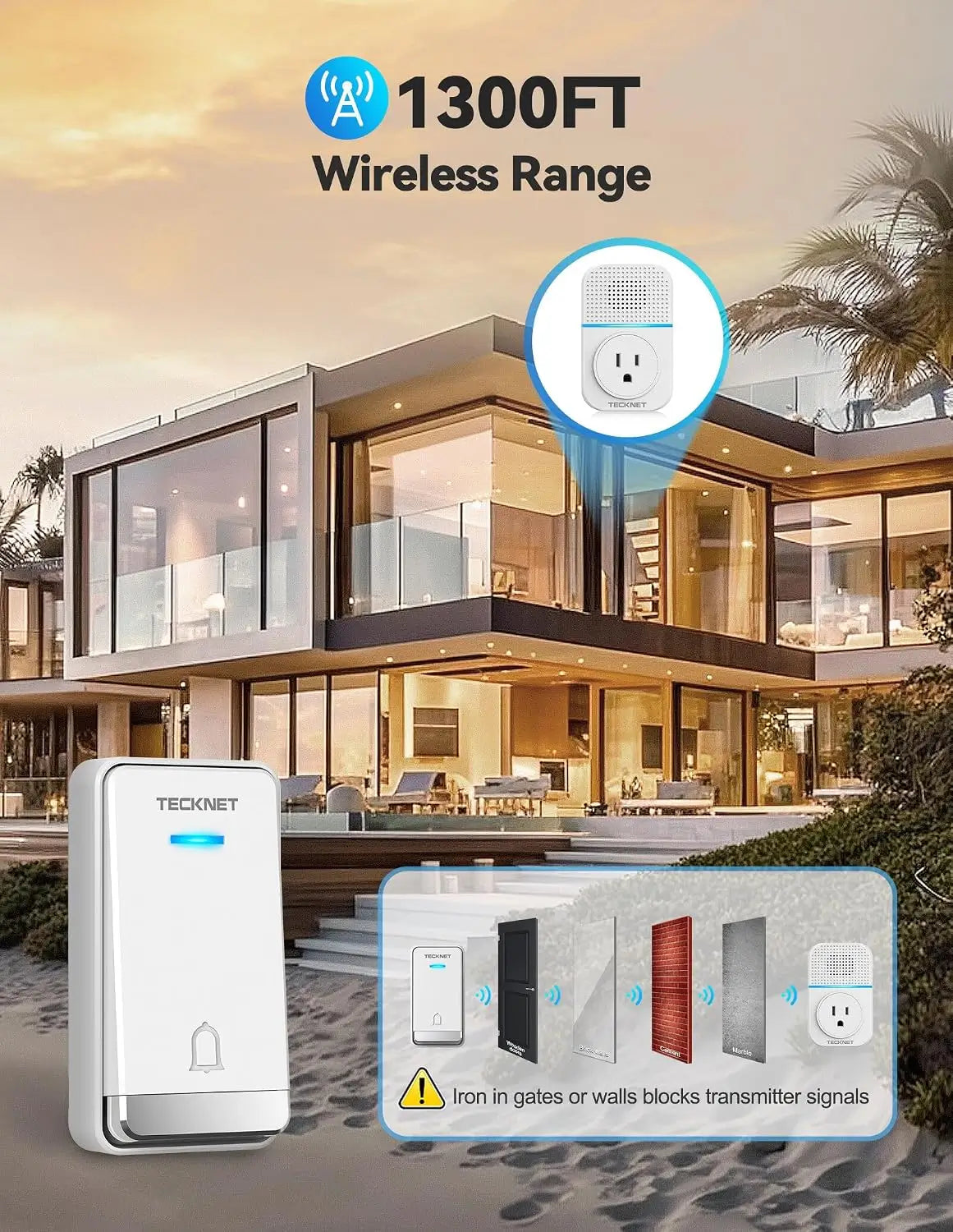 TECKNET Self-Powered Wireless Doorbell