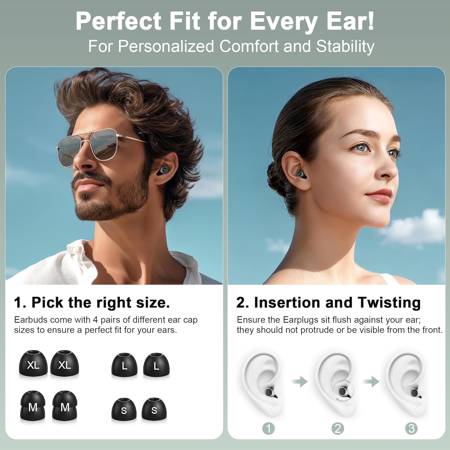 TECKNET Ear Plugs for Sleeping Noise Cancelling - 3 Adjustable Levels Noise Earplugs with 8 EarTips