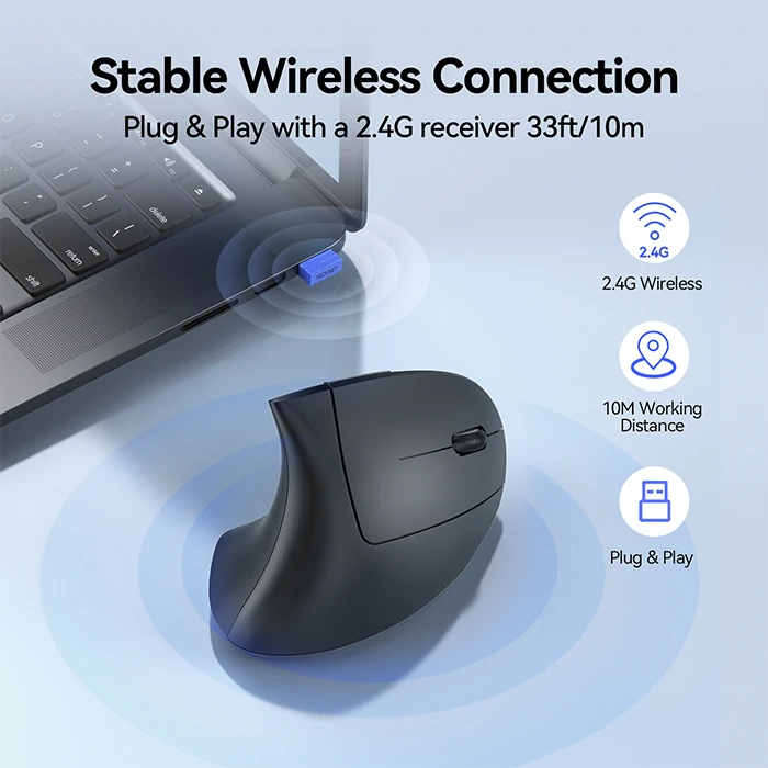 TECKNETTECKNET Ergonomic Mouse, Rechargeable 2.4G+Bluetooth Vertical Mice 6 DPI Adjustable 
