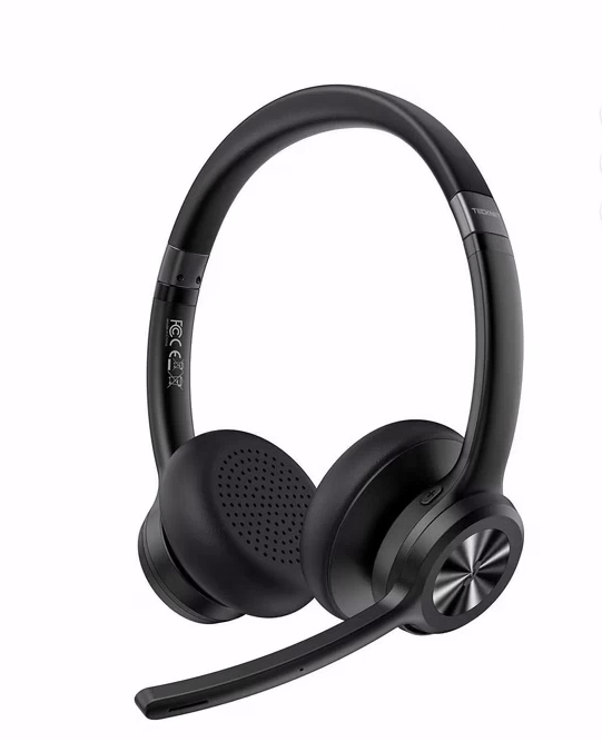 TECKNET Wireless Headset, Bluetooth Headset with Noise Cancelling Microphone - Rechargeable Bluetooth V5.2 Headphones, 50H Playtime & Mic Mute, On Ear Headphones for Trucker/Remote Work/Call Center