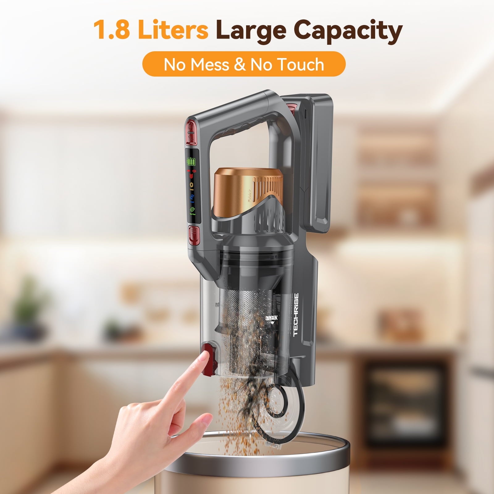 TechRise Basic 650W/55kPa Lightweight Cordless Vacuum,70Mins Runtime Handheld Cleaner for Pet Hair & Home Daily Cleaning
