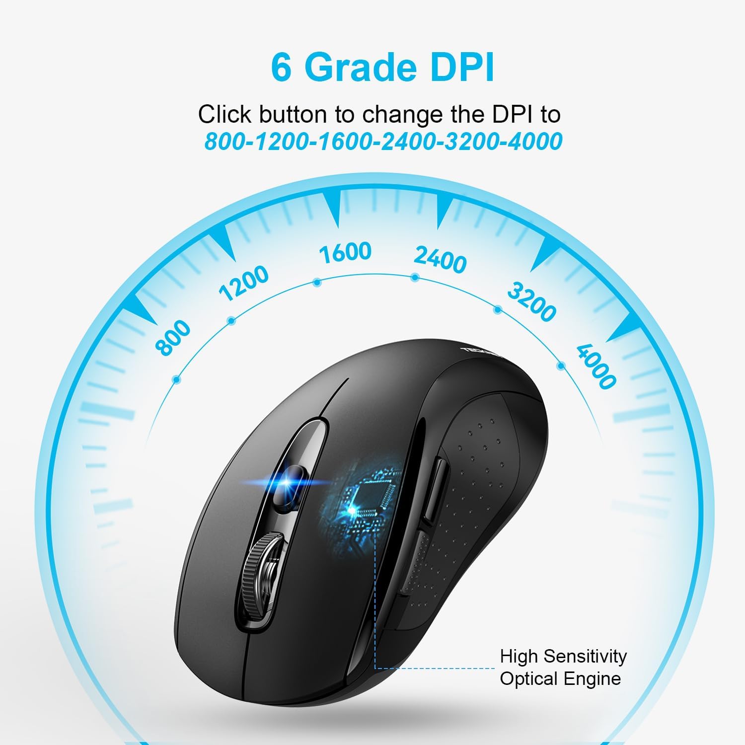 TECKNET BT 5.0 2.4G 4000DPI Wireless Optical Mouse