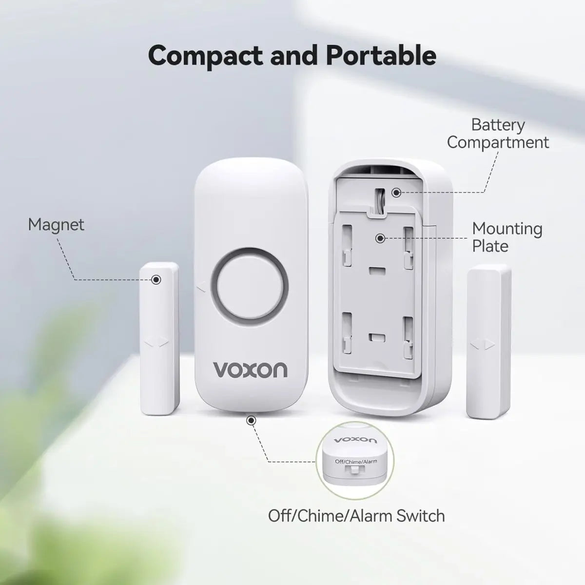 Door Alarms for Kids Safety, VOXON Window Alarm Door Alarm for Home Security Personal Security Window Alarms Sensor Burglar Door Alarm for Pool, Cars, Sheds, Caravans DIY Kit Pack of 2