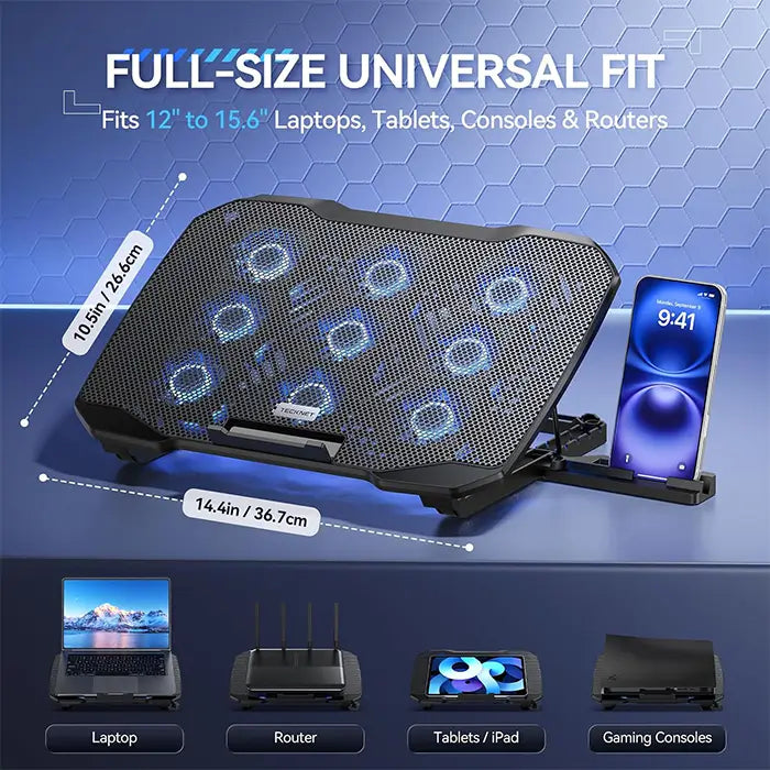 TECKNET Laptop Cooling Pad with Phone Stand