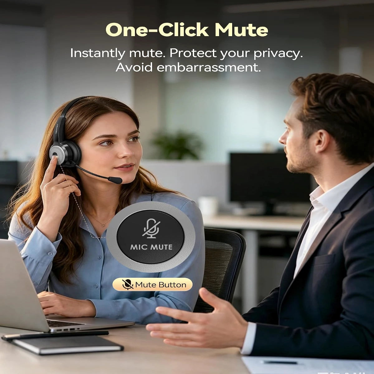 TECKNET Wireless Headset with Charging Base TK-HS003