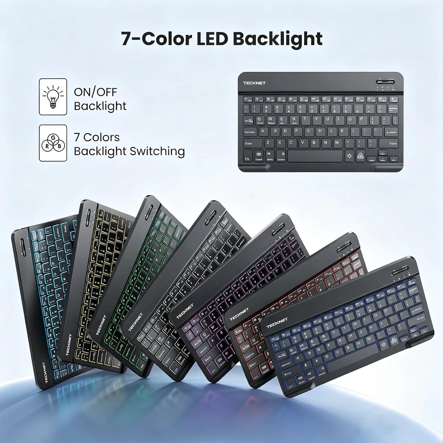 TECKNET Bluetooth Keyboard, Backlit Slim Quiet, Rechargeable for iPad A16 KB043