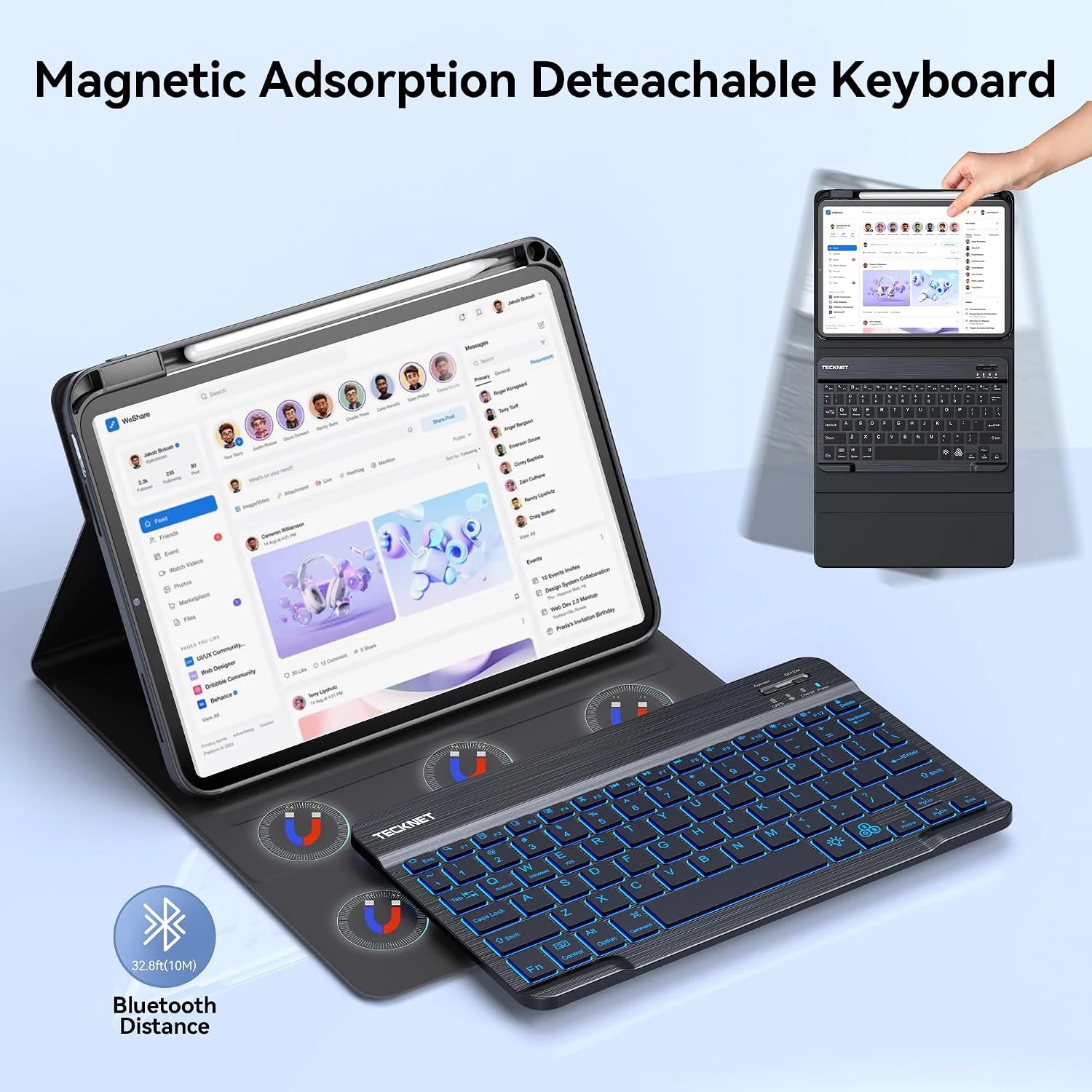 TECKNET for iPad A16 11th/10th Generation Case with Keyboard TK-KB039