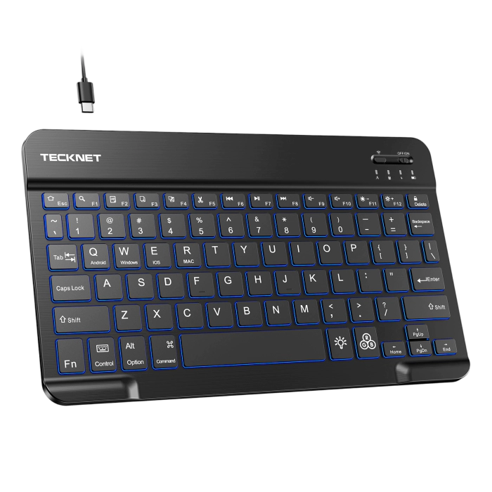TECKNET Bluetooth Keyboard, Backlit Slim Quiet, Rechargeable for iPad A16 KB043