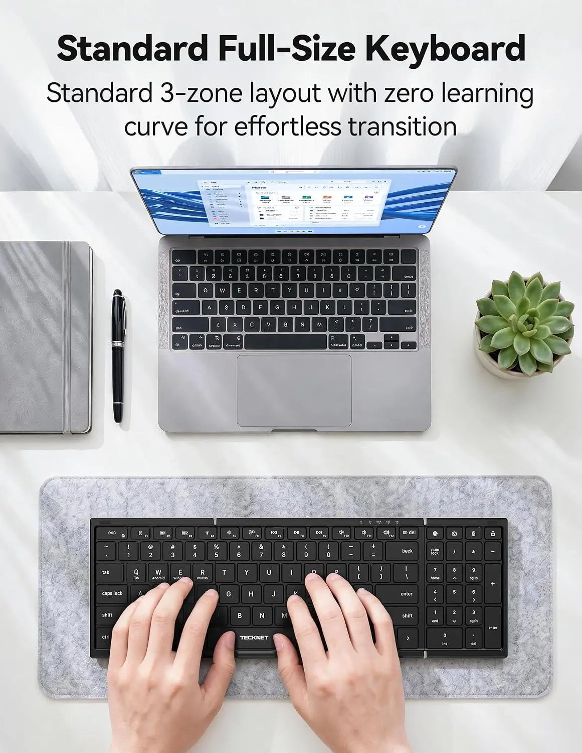 TECKNET Foldable Bluetooth Keyboard and Mouse Combo
