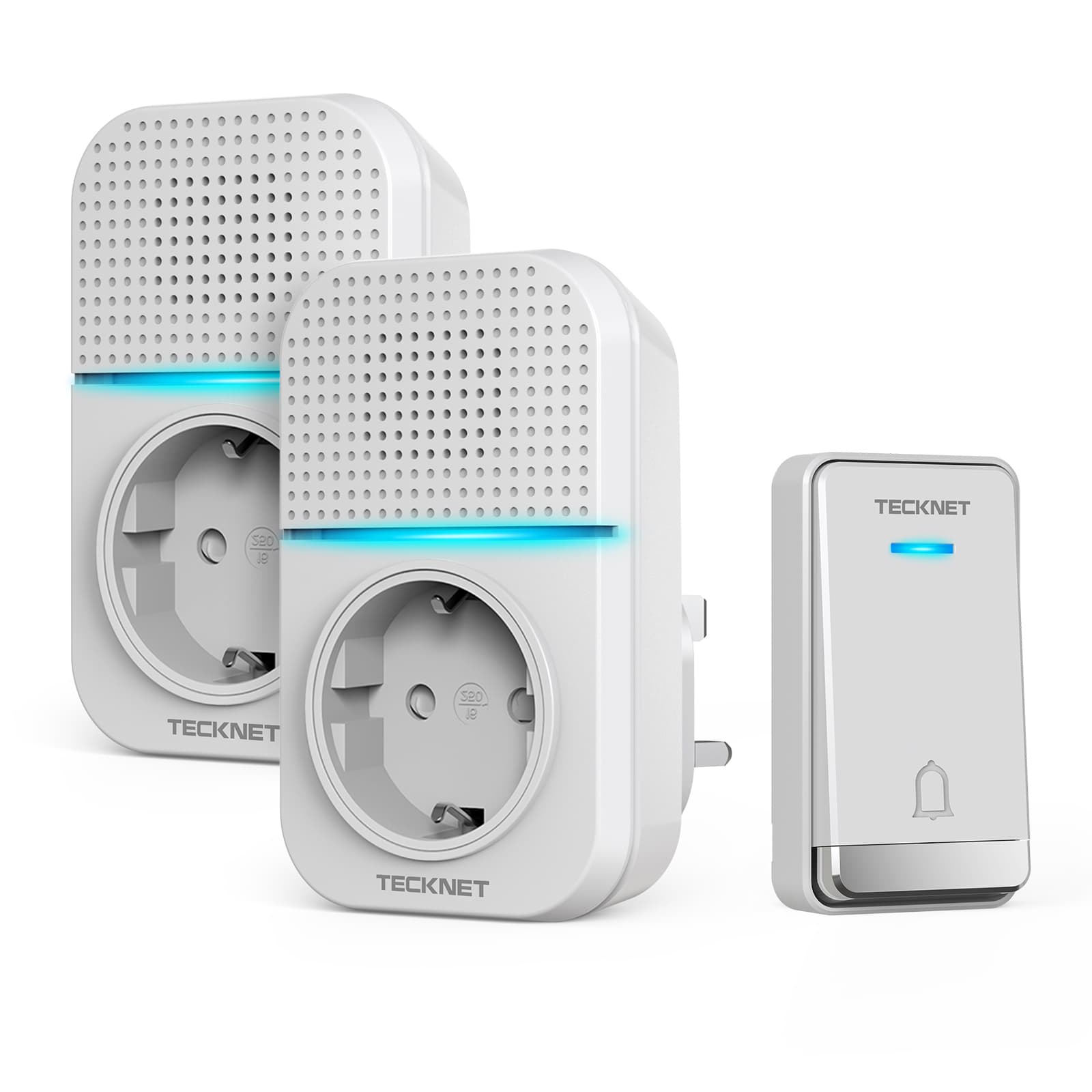 TECKNET Wireless Self-Powered Doorbell with Extra Socket
