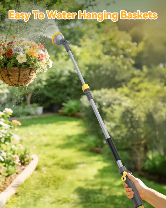 VOXON Telescopic Watering Wand, 29–43", 10 Patterns, 180° Swivel Head, Thumb Control