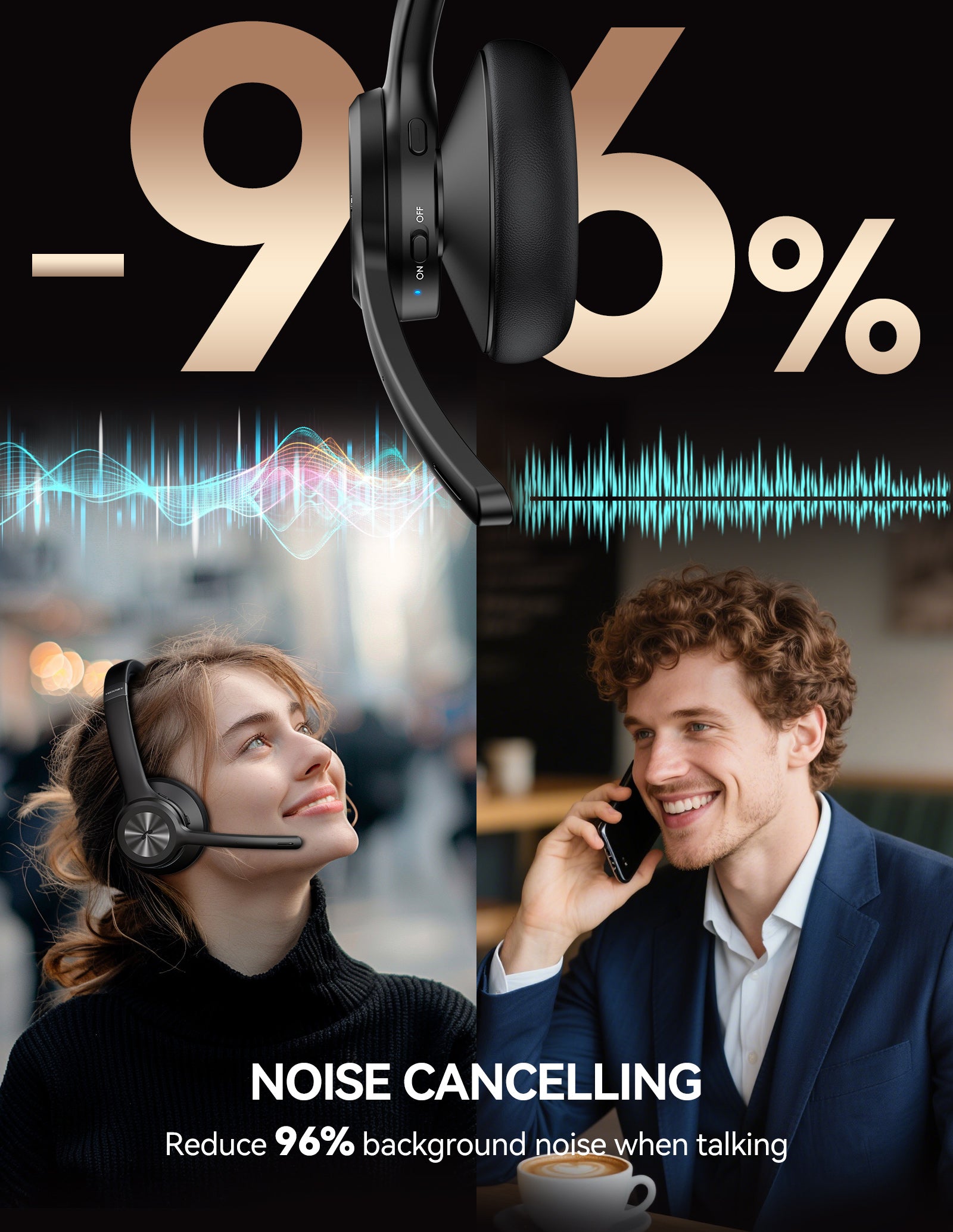 TECKNET Multi-Scenario Single-Ear Wireless Headset with Mic