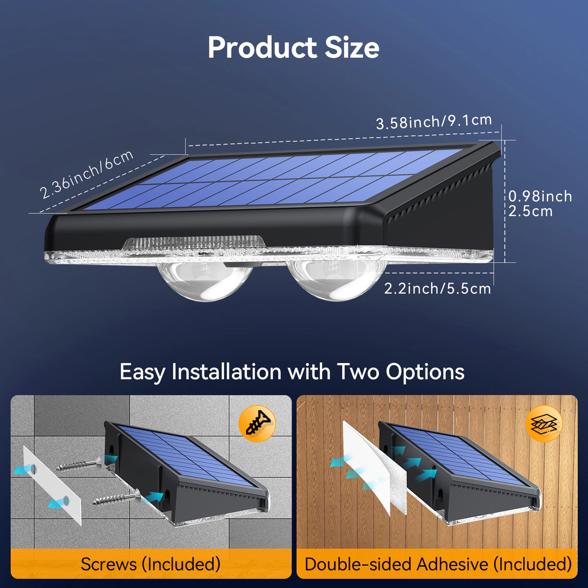 TECKNET Solar Fence Lights Outdoor 8 Pack