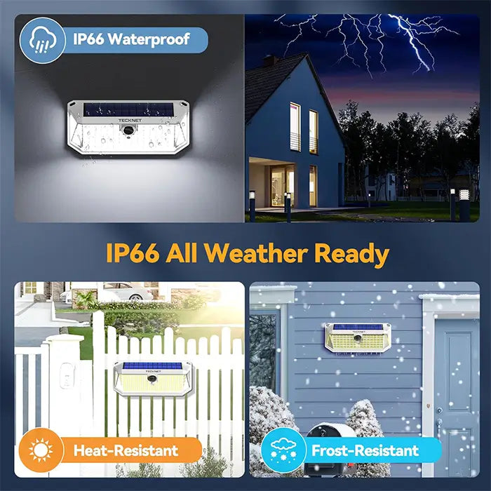 TECKNET 416 LED Solar Powered Outdoor Lights Motion Sensor Security Lights