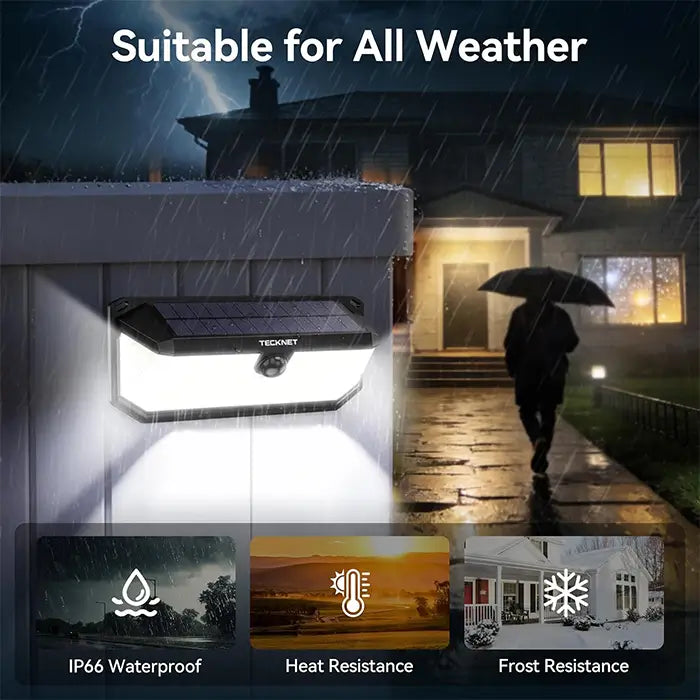 TECKNET Solar Lights Outdoor 495 LED Motion Sensor Waterproof Wall Lights