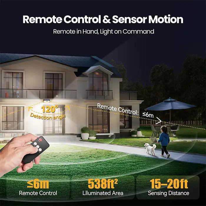 TECKNET 546 LED Motion Sensor Outdoor Lights with Remote Control Hook