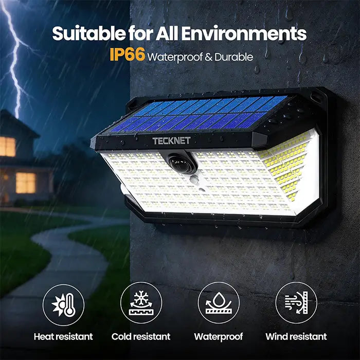 TECKNET 546 LED Motion Sensor Outdoor Lights with Remote Control Hook