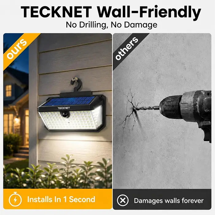 TECKNET 546 LED Motion Sensor Outdoor Lights with Remote Control Hook