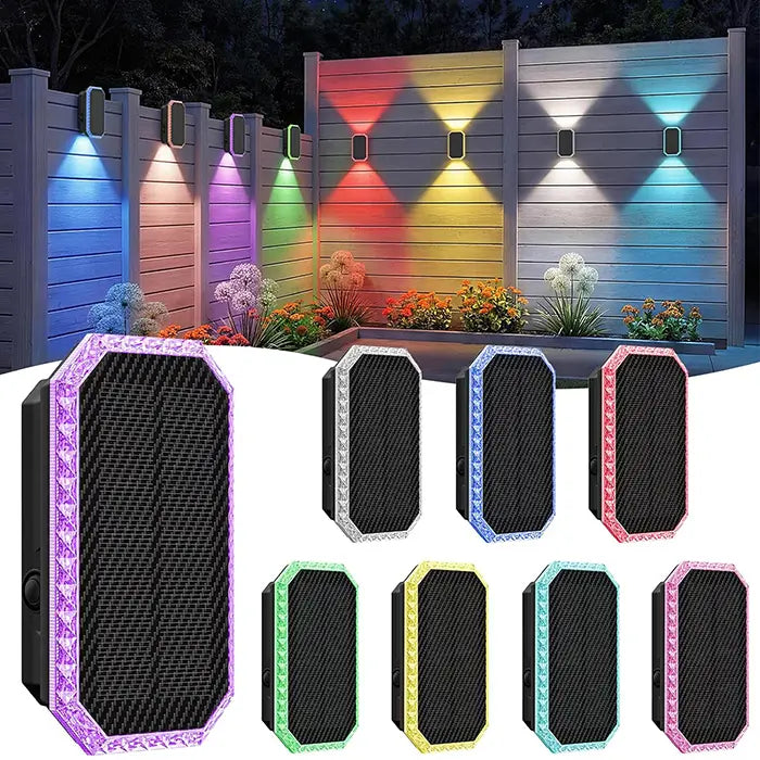 TECKNET Solar Fence Lights Outdoor, Up & Down Lighting, RGB, IP67