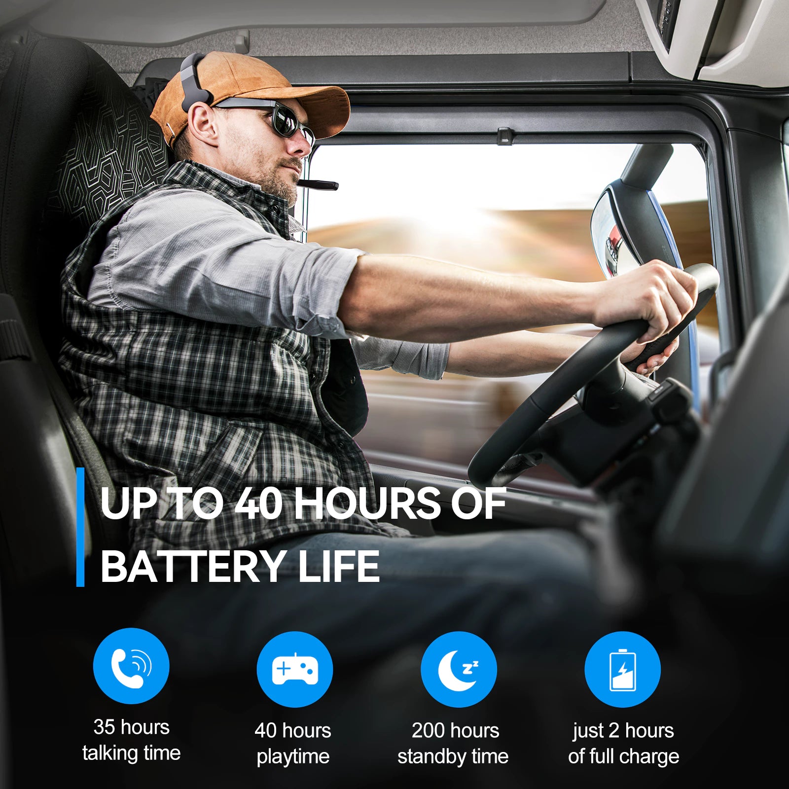 TECKNET Single and Dual Ear Bluetooth Trucker Headset