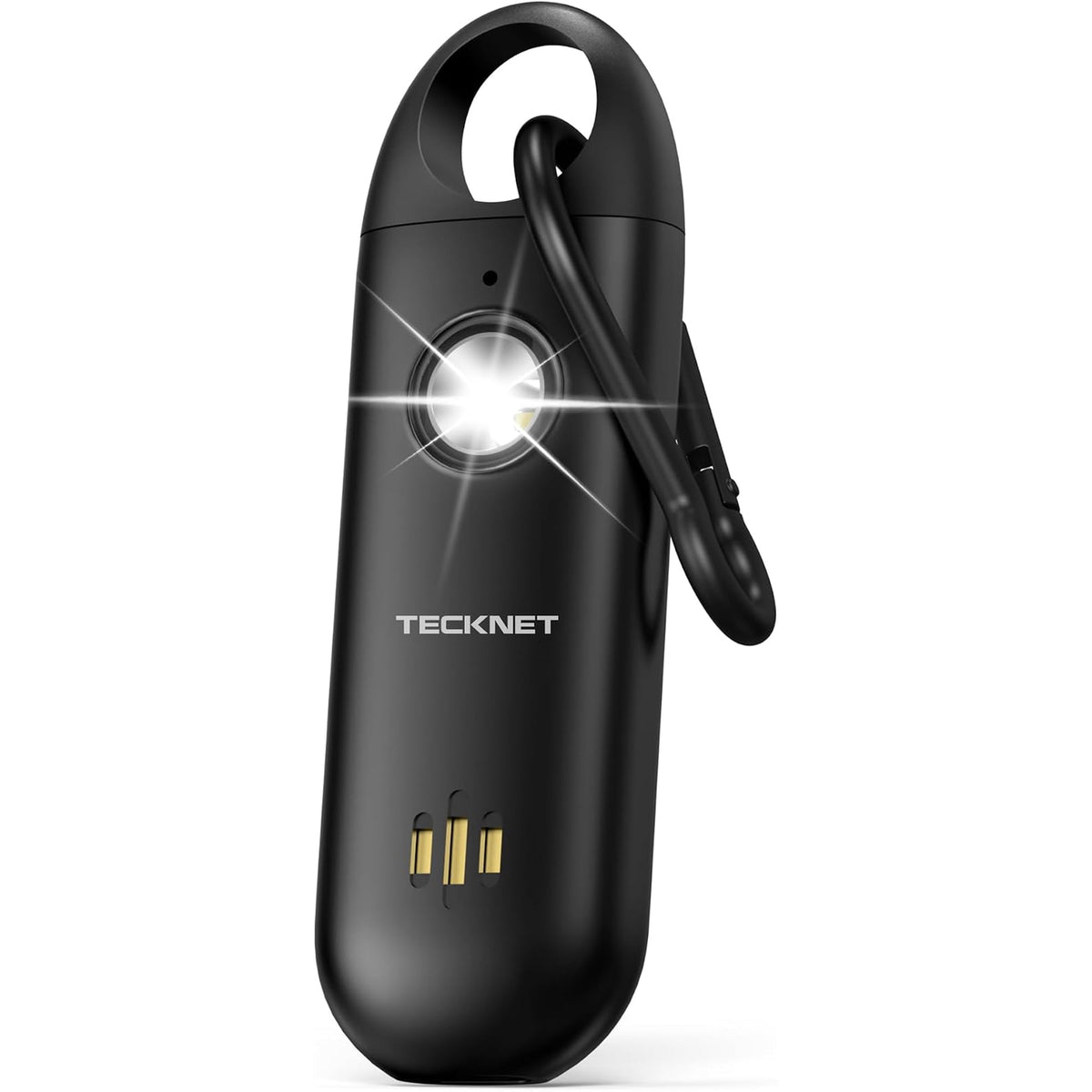 TECKNET Personal Safety Alarm, 130dB Rechargeable Keychain with Strobe Light & Low Battery Alert for Women, Men, Kids, Seniors - Black