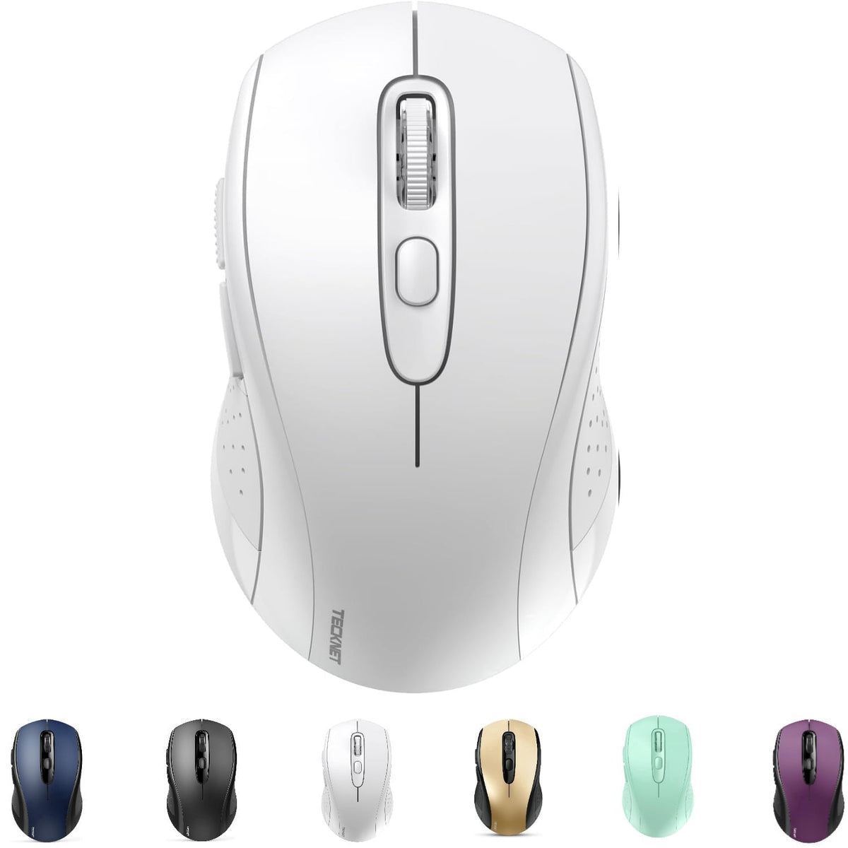 TECKNET Bluetooth Mouse, 4000DPI Wireless Mice for Laptop 2-in-1(BT 5.0/3.0+2.4Ghz) Computer Mouse with USB Receiver for Mac (USB-A+Bluetooth, White)