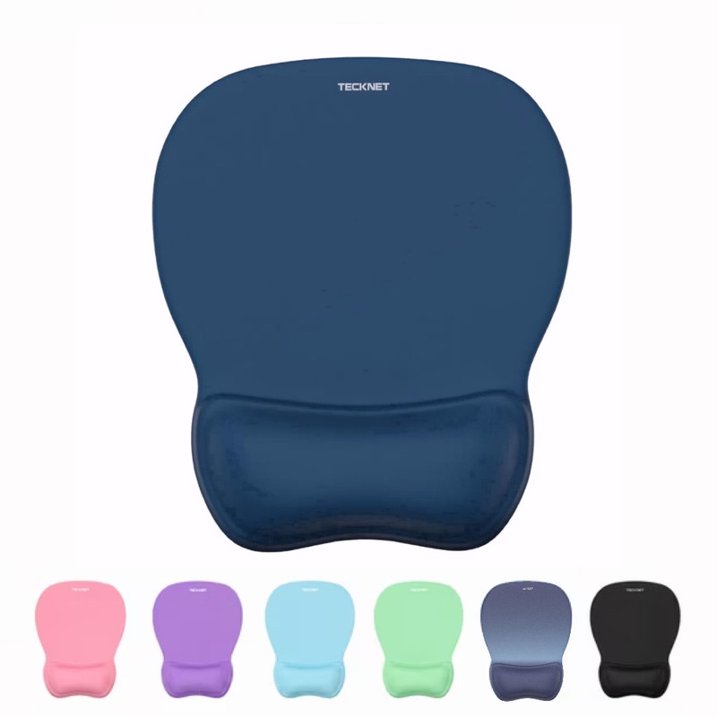 TECKNET BASICS Gel Mouse Pad with Wrist Rest, Ergonomic Office Mousepad with Wrist Support, Non-Slip & Smooth Surface, Comfortable Desk Mat for Office Gaming Study- Navy
