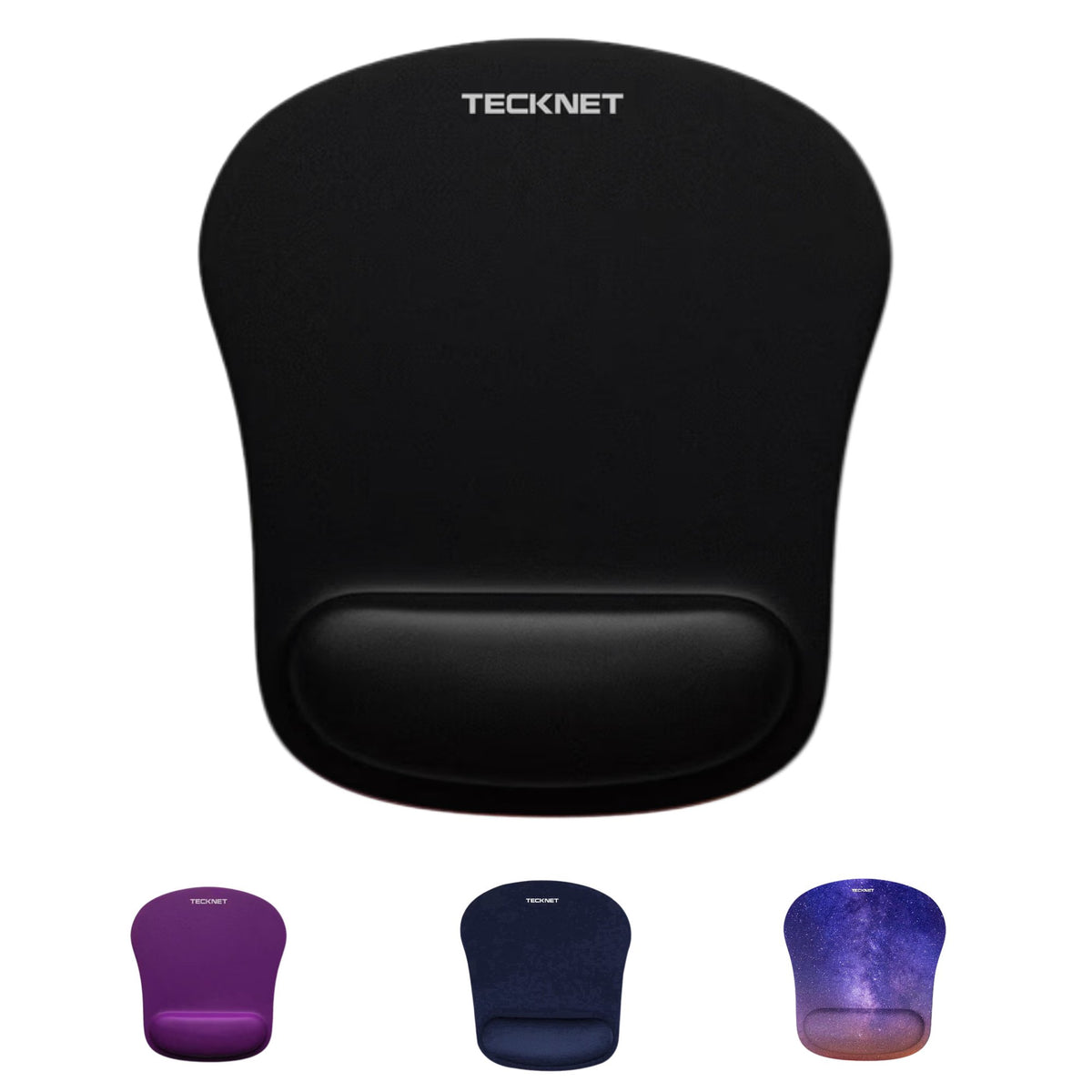 TECKNET BASICS Mouse Pad with Wrist Support, Ergonomic Gaming Mouse Pad for Pain Relief, Non-Slip Waterproof Desk Pad for Office, Study & Laptop, Black