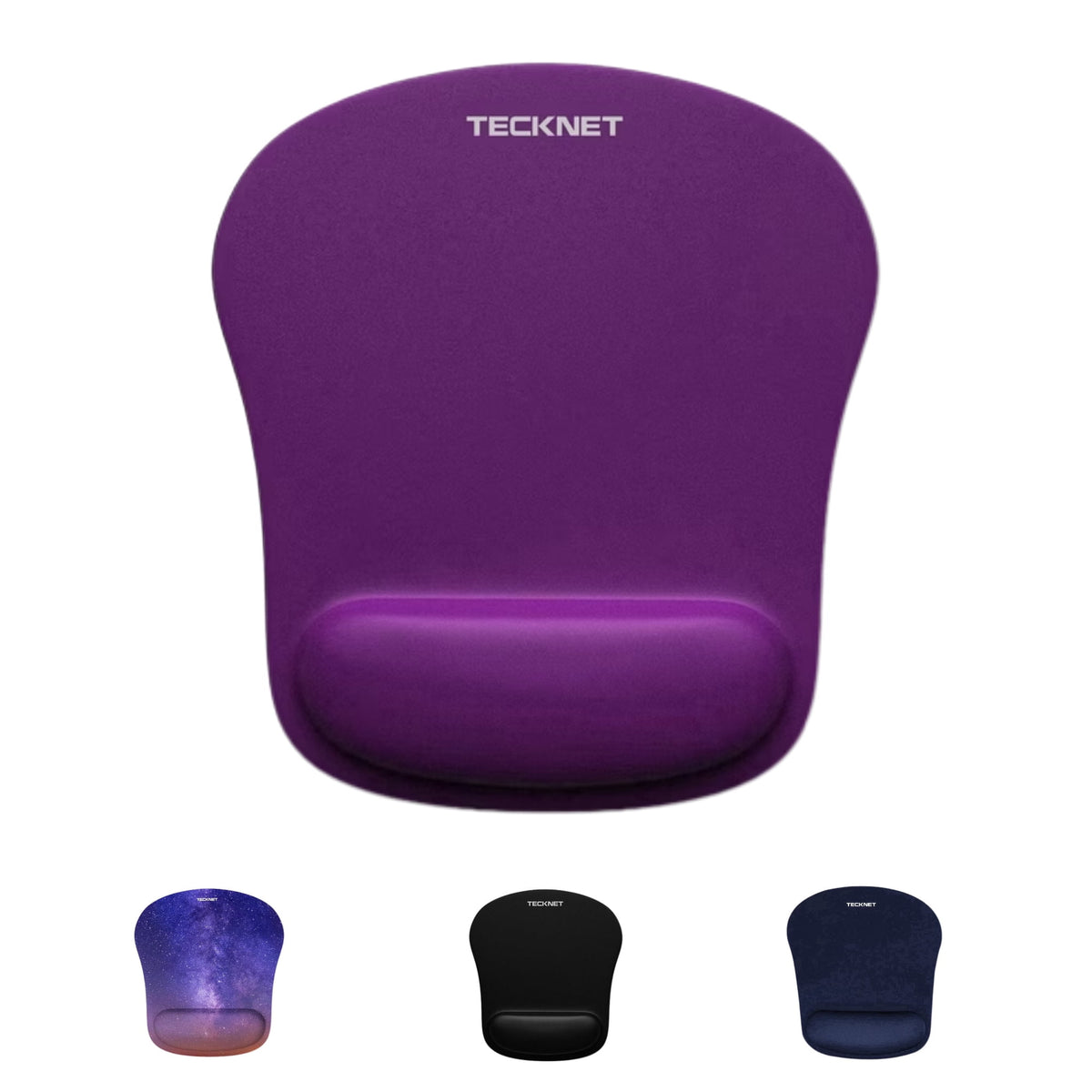 TECKNET BASICS Mouse Pad with Wrist Support, Ergonomic Gaming Mouse Pad for Pain Relief, Non-Slip Waterproof Desk Pad for Office, Study & Laptop，Purple