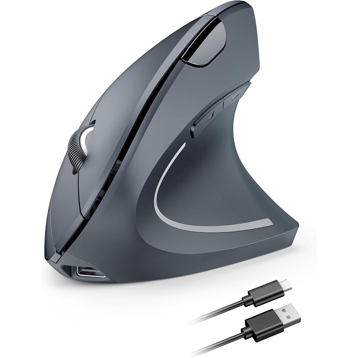 Rechargeable Wireless Ergonomic Mouse,2.4GHz USB Vertical Mouse with Silent Click,4800 DPI Mouse with 6 Adjustable DPI,6-Button Computer Mouse for Laptop,PC, MacBook (No Batteries Needed)