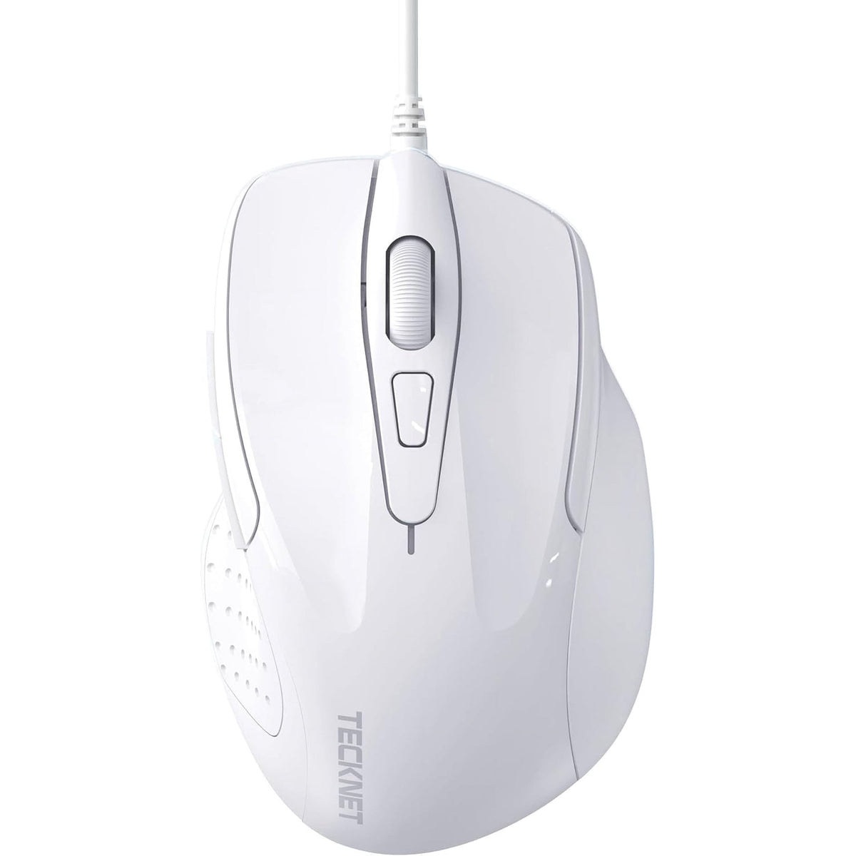 TECKNET Wired Mouse, 6-Button Corded with 4 Adjustable DPI, Optical Ergonomic Design, 8FT Cord for Laptop, Chromebook, PC, Desktop, Mac, Notebook - White
