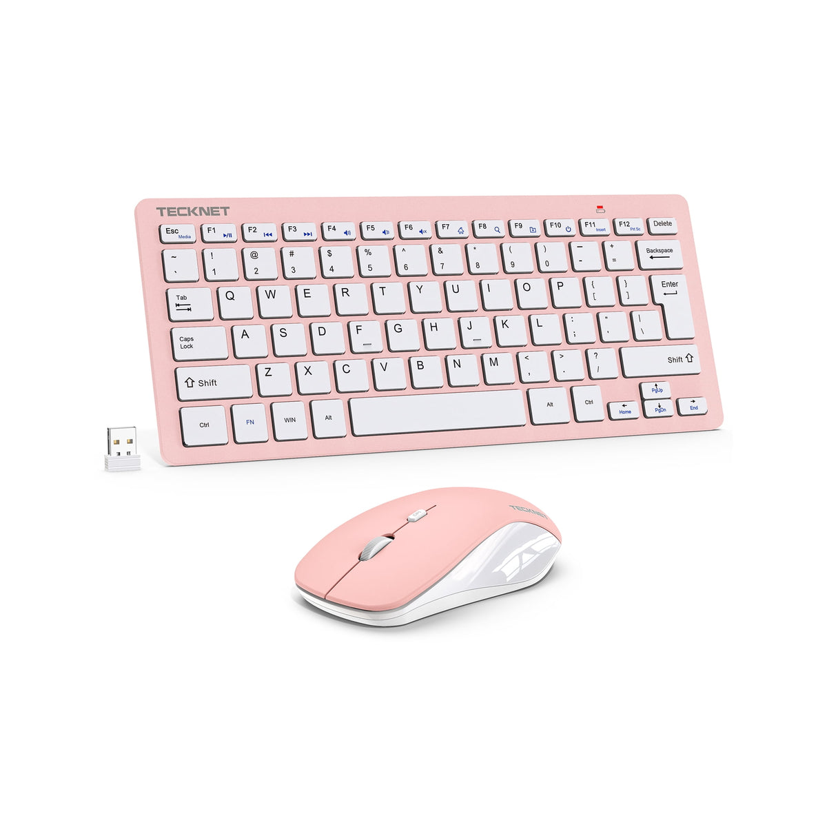 TECKNET Wireless Keyboard & Mouse Combo, 2.4GHz Mini Cordless Set, Silent Adjustable 1600 DPI, Quiet Click, Lag-Free for PC/Laptop/Mac/Chrome OS