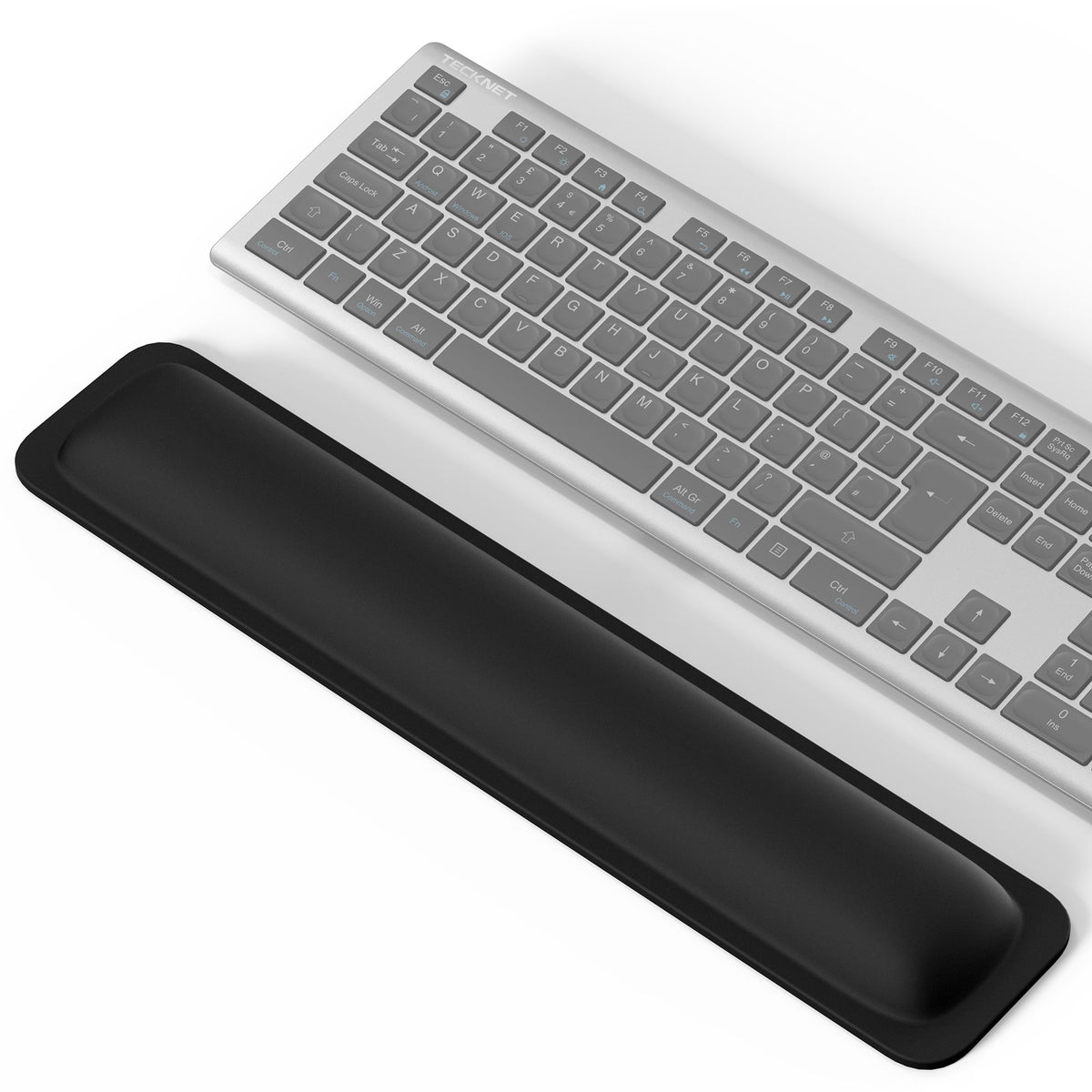 TECKNET BASICS Wrist Rest for Keyboard, Ergonomic Memory Foam Support Pad, Anti-Slip Rubber Base, 17" x 3.3" x 1" for Pain Relief，Black