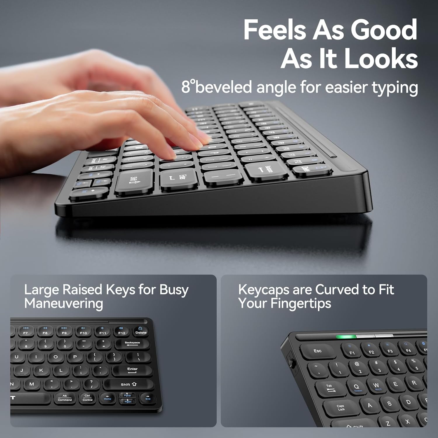 TECKNET 2.4G Wireless Keyboard with Media Hotkeys