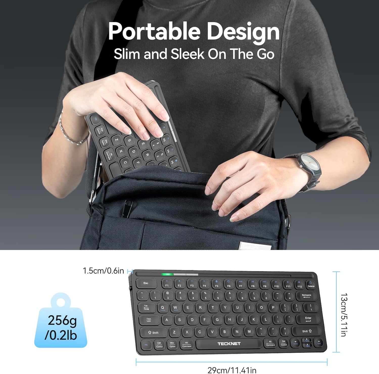 TECKNET 2.4G Wireless Keyboard with Media Hotkeys