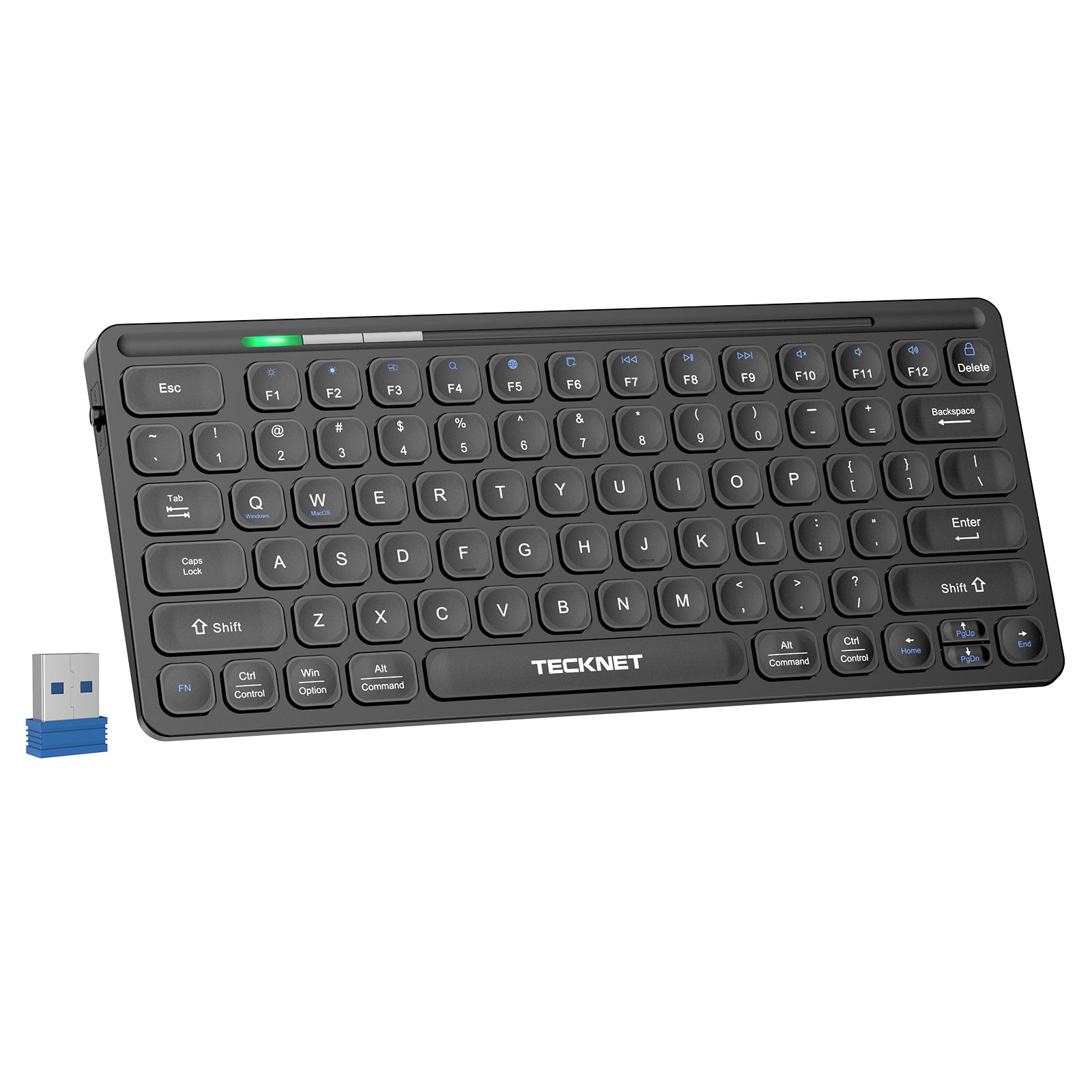 TECKNET 2.4G Wireless Keyboard with Media Hotkeys