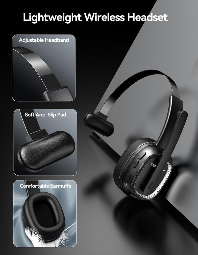 TECKNET Wireless Headphones with Noise Canceling Microphone & Mute Button