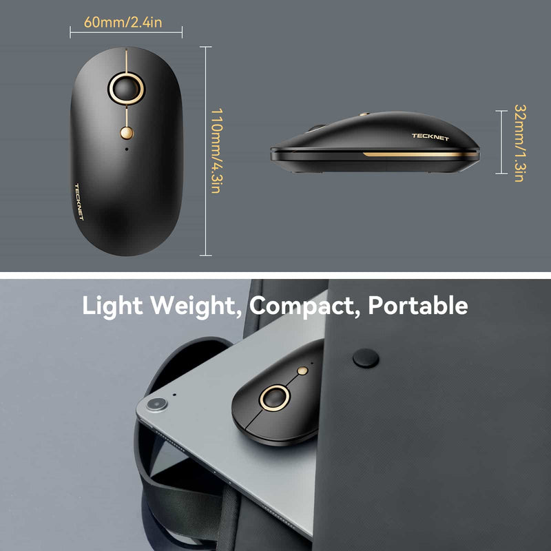 Bluetooth Wireless Mouse, TECKNET 3 Modes Bluetooth 5.0 & 3.0