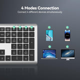 TECKNET Rechargeable Bluetooth Keyboard, 4-Device Free Switching (2.4G+BT)