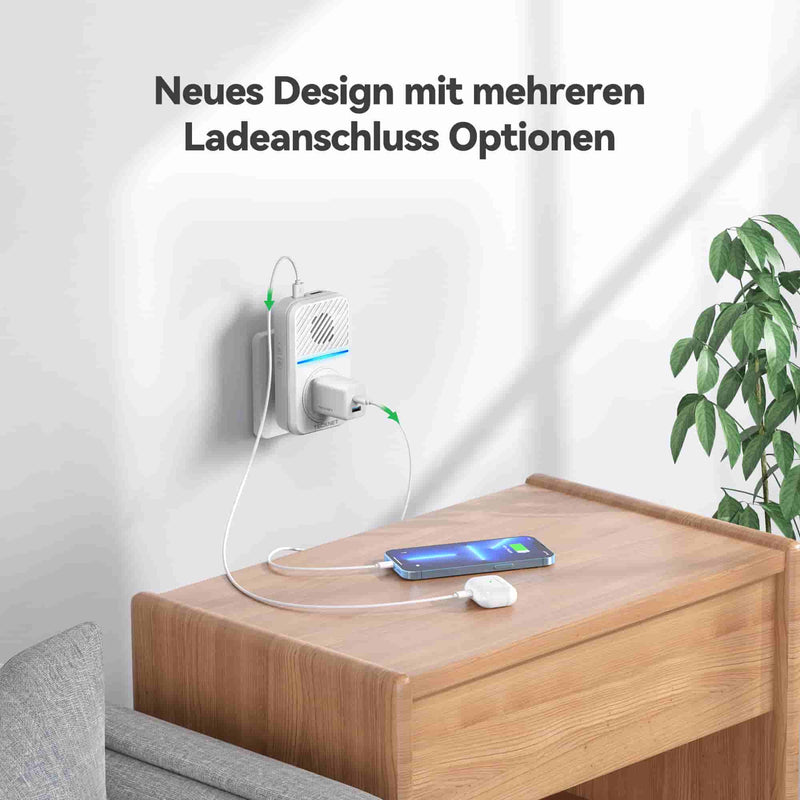 TECKNET Self-powered Wireless Doorbell with US Socket and USB, LED Flash
