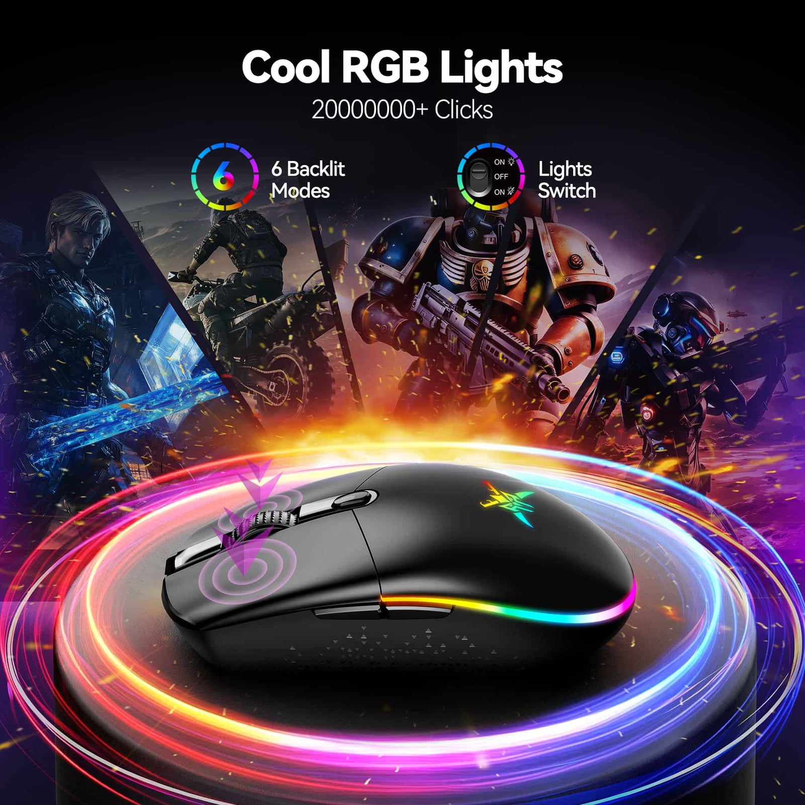 TECKNET Wireless Gaming Mouse with 8000 DPI & 6 Programmable Buttons