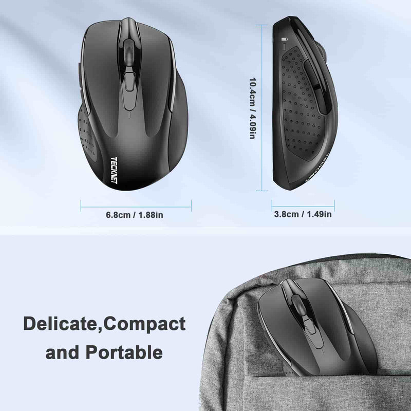 TECKNET Bluetooth Mouse, 3200 DPI Wireless Mouse, 2-Year Battery Computer  Mouse 6 Adjustable DPI, 6 Buttons Compatible with Laptop/Windows/Computer