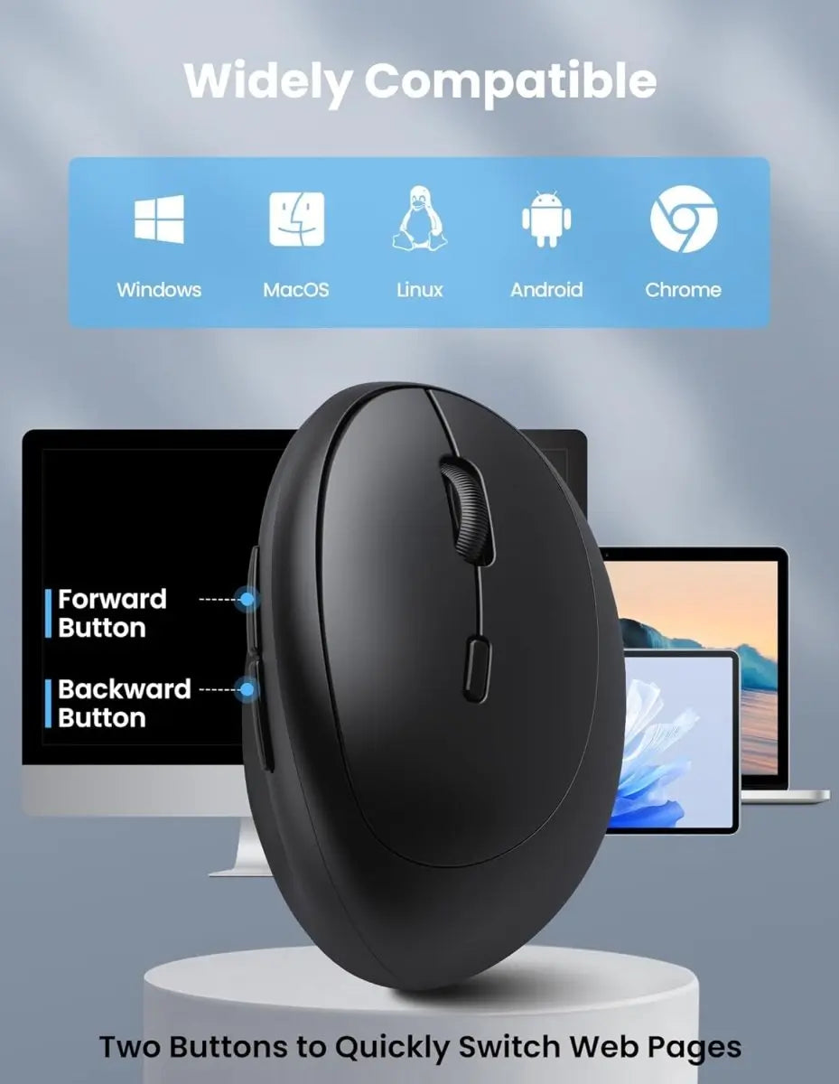 TECKNET Ergonomic Mouse, Bluetooth Wireless Vertical Mouse, Rechargeable Battery, Quiet Clicks, 4800 DPI Adjustable