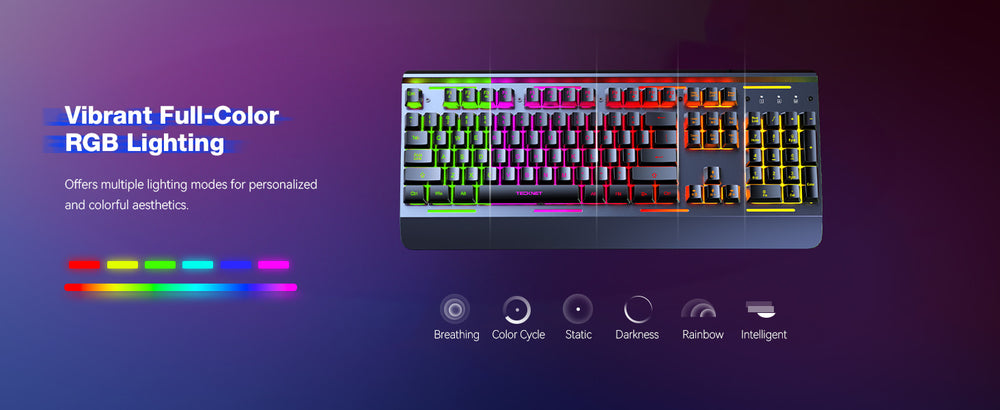 TECKNET Strike 104-Key Keyboard, 25 Anti-Ghosting & 12 Multimedia Keys